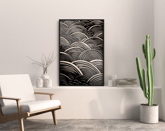 Abstract Ocean Waves Poster Print, Interior Wall Decoration, Wall Art, Boho style