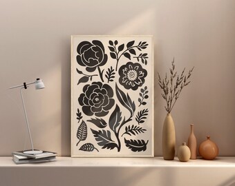 Abstract Floral Poster Print, Interior Wall Decoration, Wall Art, Boho style
