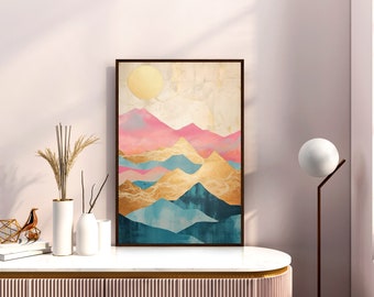 Abstract Landscape Poster Print, Interior Wall Decoration, Wall Art, Mid Century style