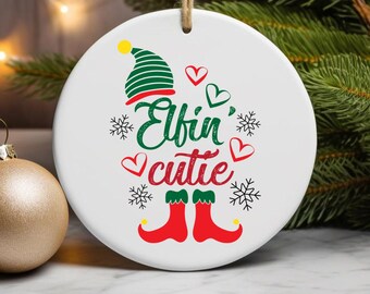 Elfin' Cutie Christmas Ornament – Ceramic Elf Holiday Decoration