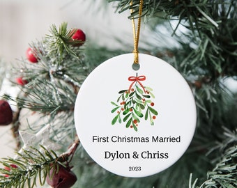 Custom First Christmas Married Ornaments,Our First Christmas, Just Married PersonalizedOrnament,Personalized Custom Gift, Christmas Ornament