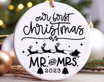 Personalized Mr and Mrs Christmas Ornament, First Christmas Married Ornament 2023, Custom Married Christmas Ornament, Married Gift