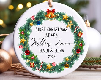 Couples Christmas Ornament, Personalized Our First Christmas Together with Names and Date , Christmas Keepsakes, New Couple Gift