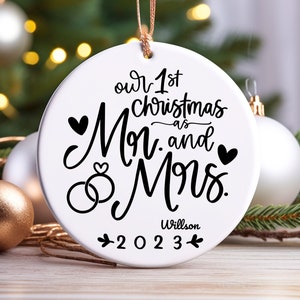 Personalized First Christmas Married Ornament, Our First Christmas Married as Mr and Mrs 2023, Mr and Mrs Tree Christmas Ornament