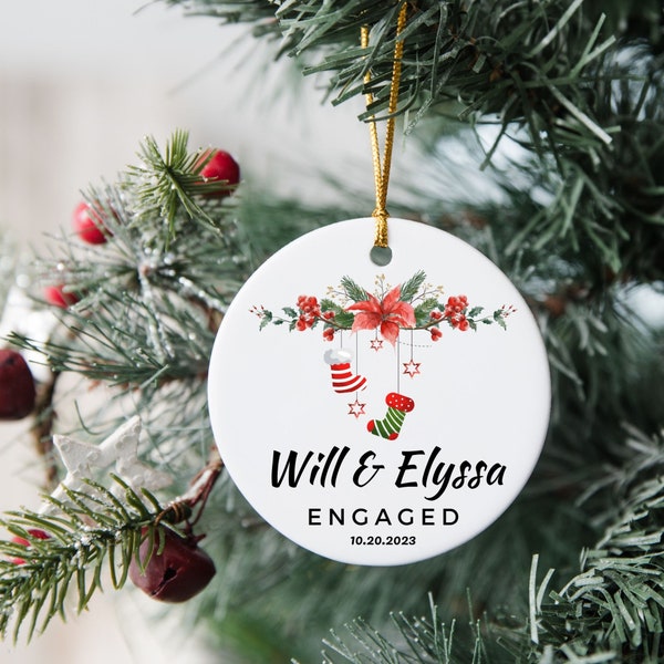 Christmas Engaged Ornament 2023, Personalized Engagement Ornament, Engagement Keepsake Ornaments, Custom Engagement Gift, Wedding Ornament