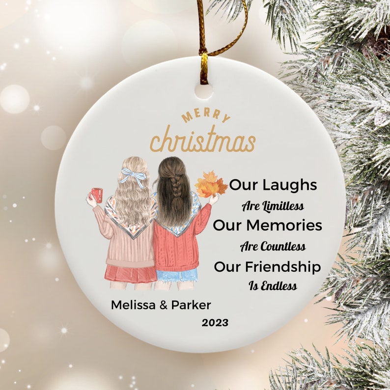 Personalized Best Friend Ornament, Friendship Christmas Ornament, Customized Best Friend Gift