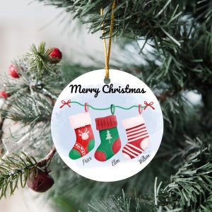 Personalized Family As 4 Stocking Ornament, Christmas Keepsake Name Ornament, Custom New Family Ornament, Personalized Family Gift
