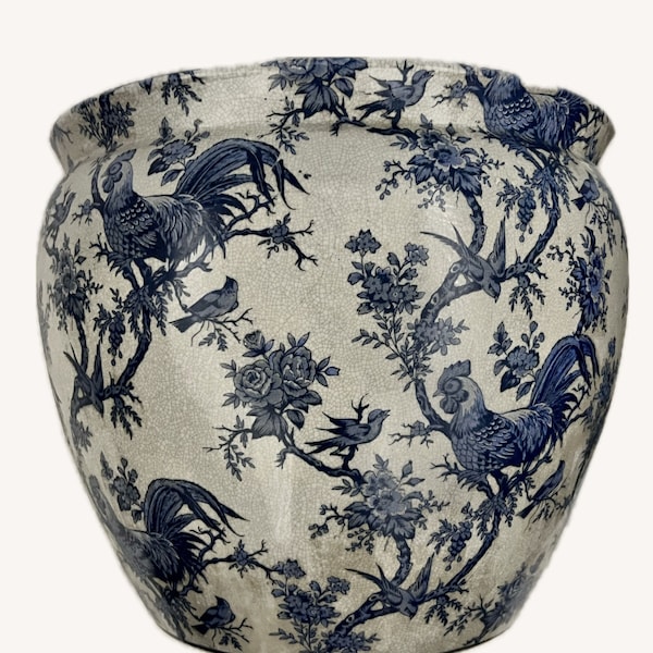 Blue and White Fish Bowl Planter - Etsy