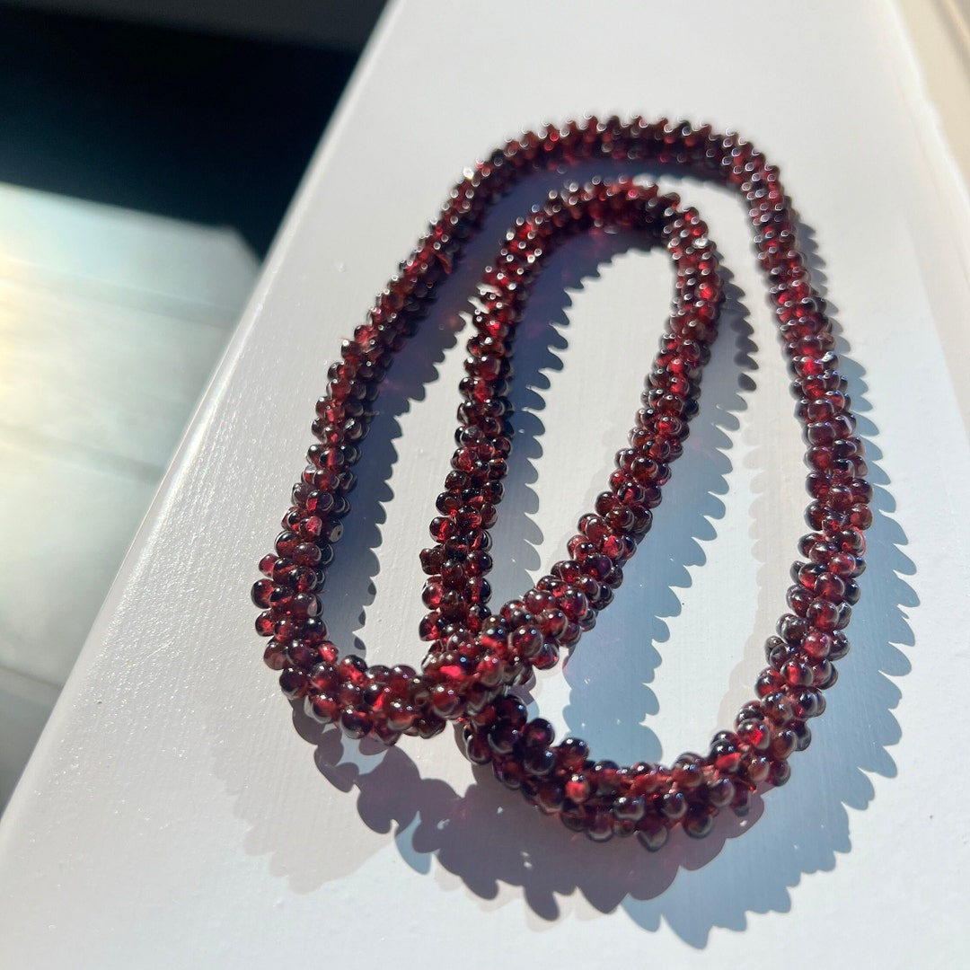 Beautiful Vintage Blood Red Garnet Wove Necklace 30in Long - Etsy