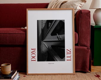 Porto Bridge Black & White Photo Print – Minimalist Architecture (Digital Download)