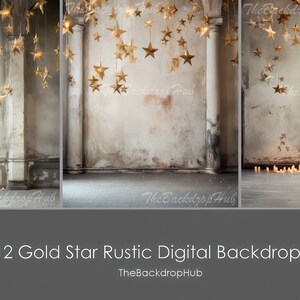 12 Gold Star Rustic Room Backdrops