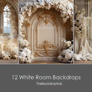 12 White Room Backdrops, Flower Background, Photoshop Overlays, Photo Texture, Photo Overlay, Maternity Backdrop, Digital JPG