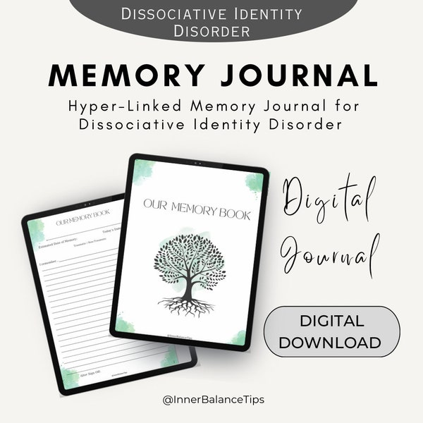 Digital Hyperlinked Memory Journal For Dissociative Identity Disorder | Dissociative Amnesia, DID Journals for Therapy, DID Help, DID system