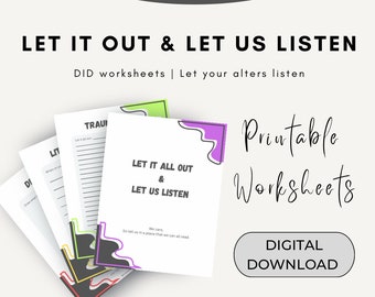 DID Printable Worksheets: Brain & Trauma Dump, Little Space (PDF)