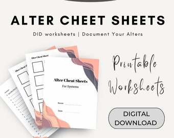 Pink Printable Alter Cheat Sheets For Dissociative Identity Disorder | Alter Bios, Alter List, DID Workbook for Therapy