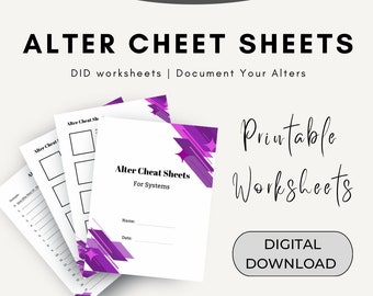 DID Alter Cheat Sheets: Printable Therapy Workbook (Digital Download)
