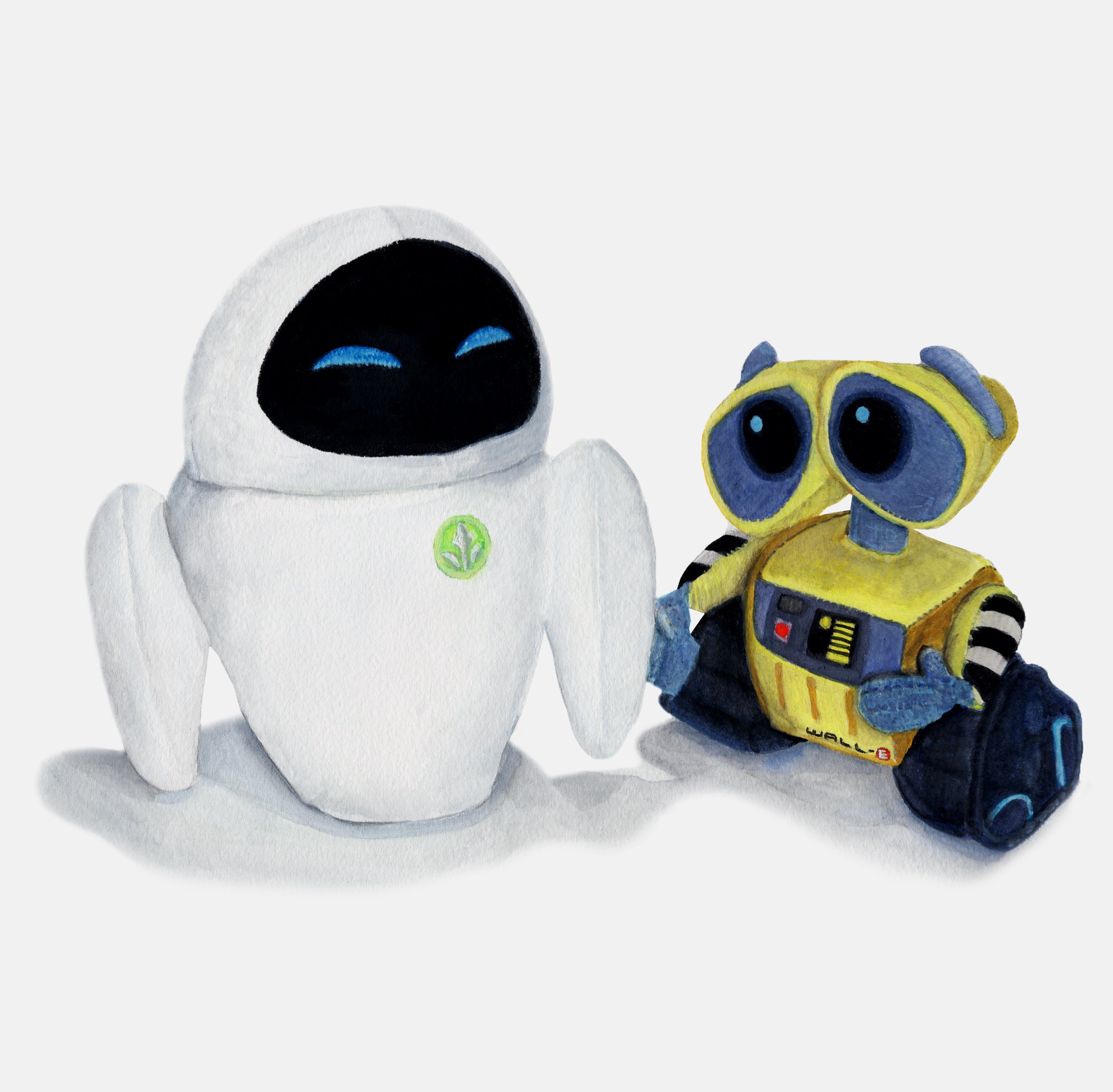 WALLE and EVE Plush Watercolor Print Etsy