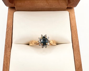 Vintage gold sapphire and diamond ring, engagement, engagement, wedding, estate, heritage, delicate ring