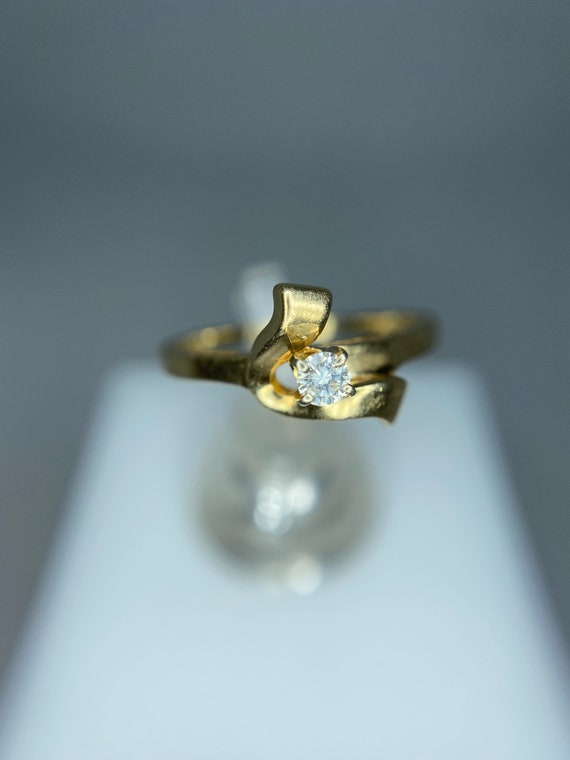 Bague diamant vintage solitaire or 10k, mariage, f