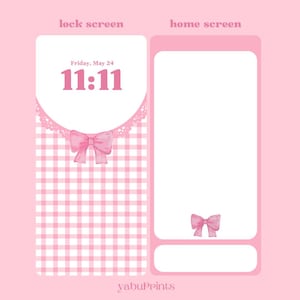 Pink Gingham Bow Wallpaper, Pink Bow Phone Wallpaper, Pink Bow Coquette IPhone Wallpaper, Girly Wallpaper, Coquette Phone Wallpaper