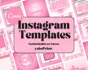 Pink Y2K Instagram Templates: Girly Social Media, Canva (Digital Download)