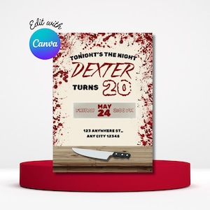 Editable Dexter Birthday Invitation, Dexter Tv Series, Dexter Birthday, Birthday Invitation, Template, Canva