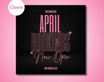 Pink April Bookings Flyer, Hair, Lash, Makeup, Nail (Canva Template)