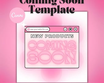 Editable Pink Y2K Coming Soon Instagram Post Template (Canva)