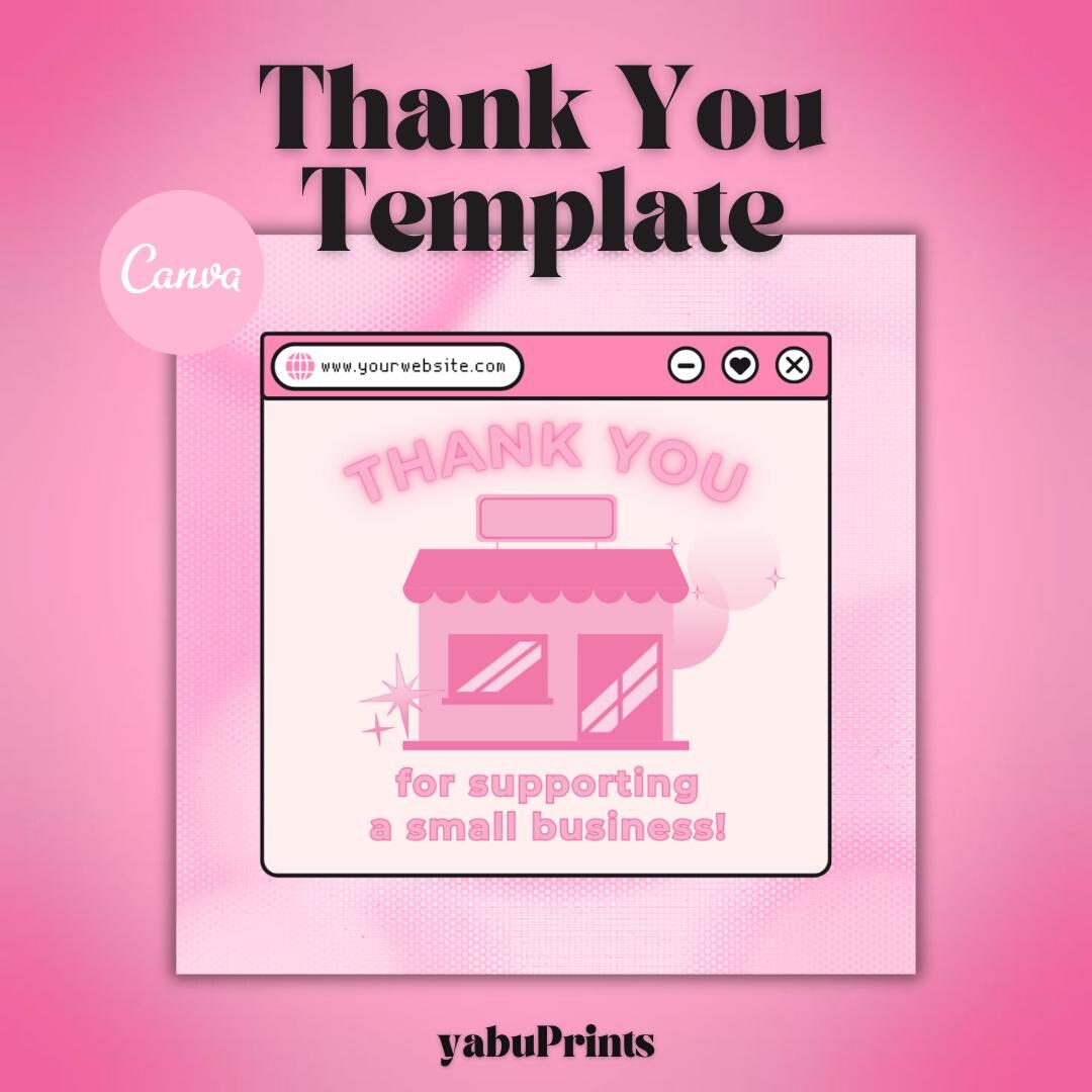 Pink Y2K Thank You Flyer: Editable Instagram Canva Template (digital ...