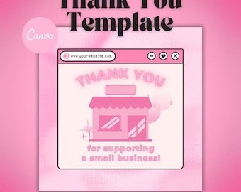 Pink Y2K Thank You Flyer: Editable Instagram Canva Template (Digital Download)