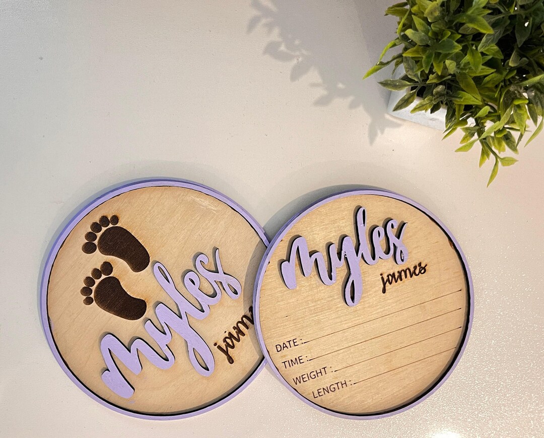 Baby Announcement Sign With Birth Stats Matching Name Plate Wood Sign ...