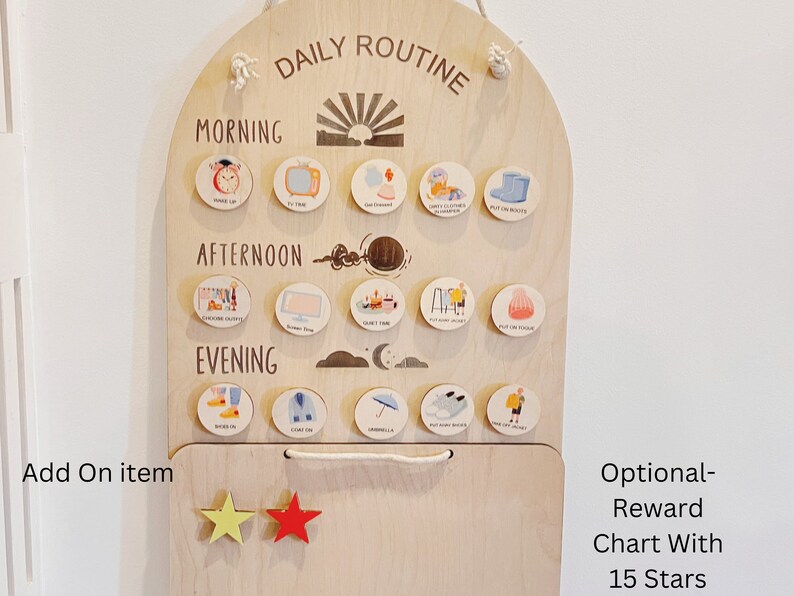 Daily Routine for Kids Wooden Daily Calendar With Reward Chart Daily Routine for Kids Wooden Daily Calendar With Reward Chart