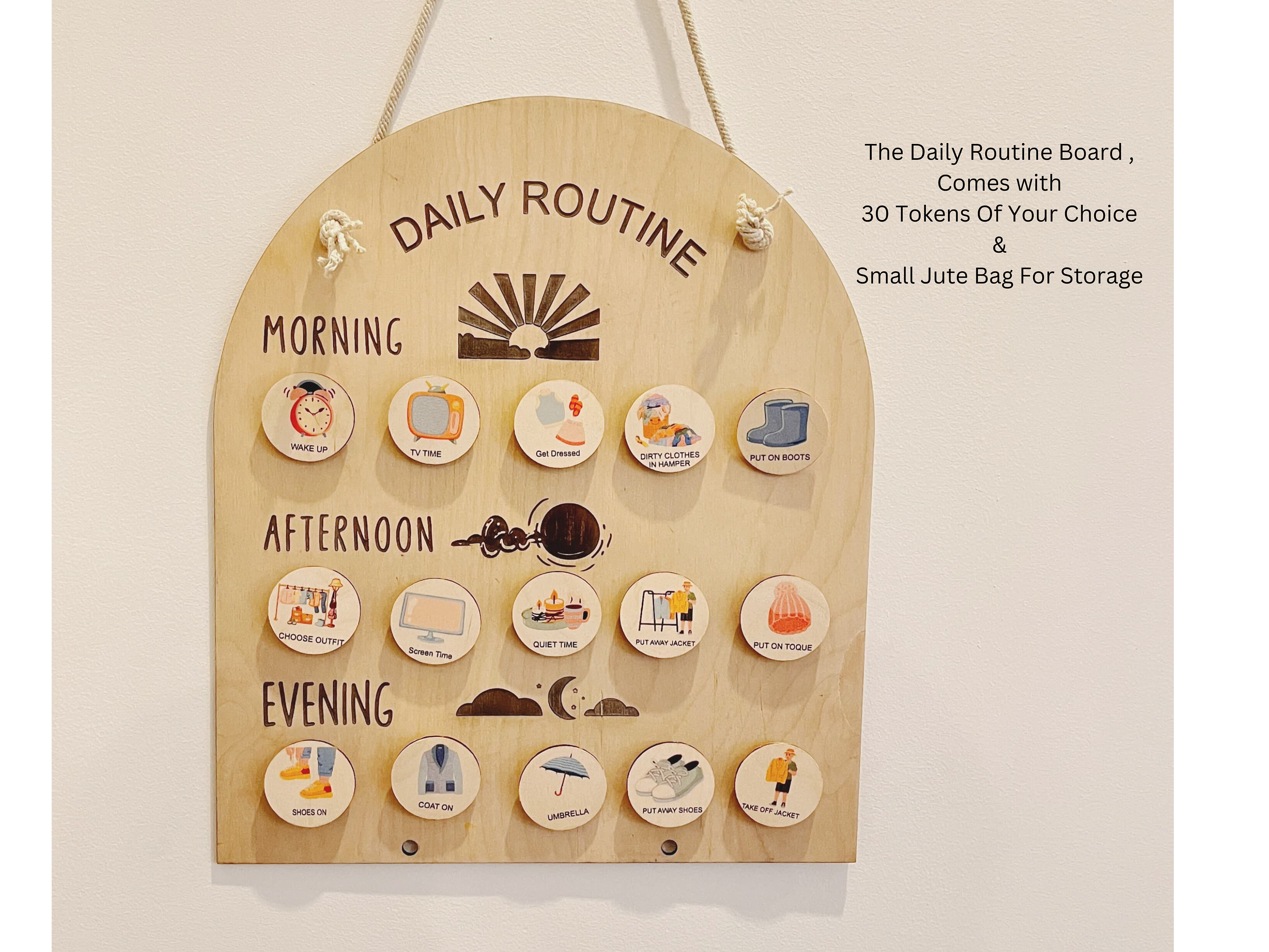 Daily Routine for Kids Wooden Daily Calendar With Reward Chart Daily Routine for Kids Wooden Daily Calendar With Reward Chart