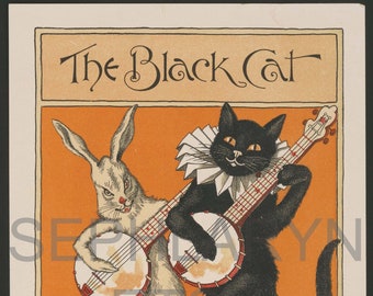 Impresión digital - Póster vintage - 1896 - El gato negro