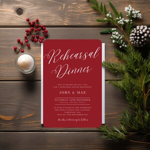 Christmas Rehearsal Dinner Invite | Neutral Rehearsal Dinner Invite | Digital Download | Personalized Rehearsal Dinner Invite