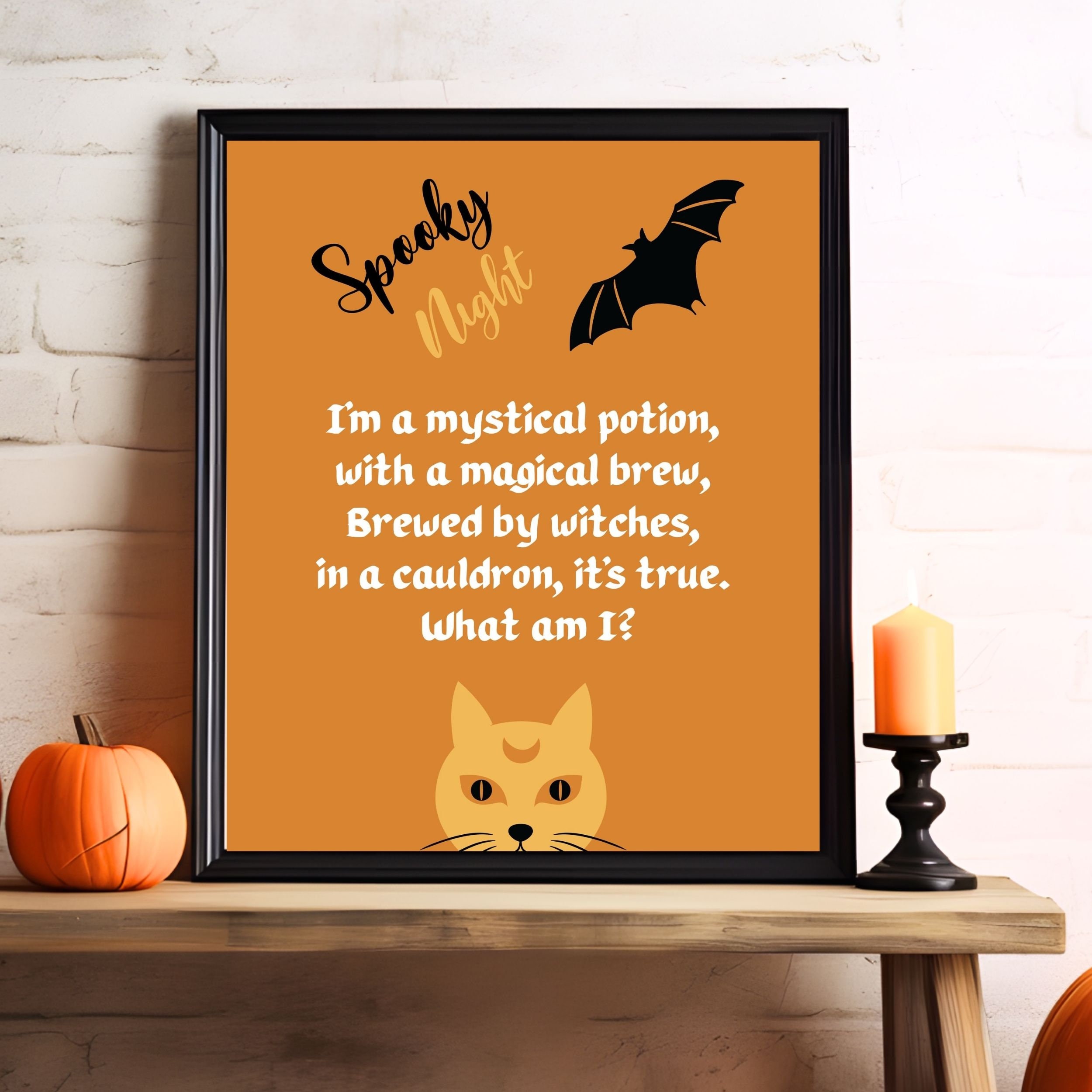 Halloween Printable Gallery Wall Art Bundle of 4, Riddles Fun, Printables for Kids, Children's ...