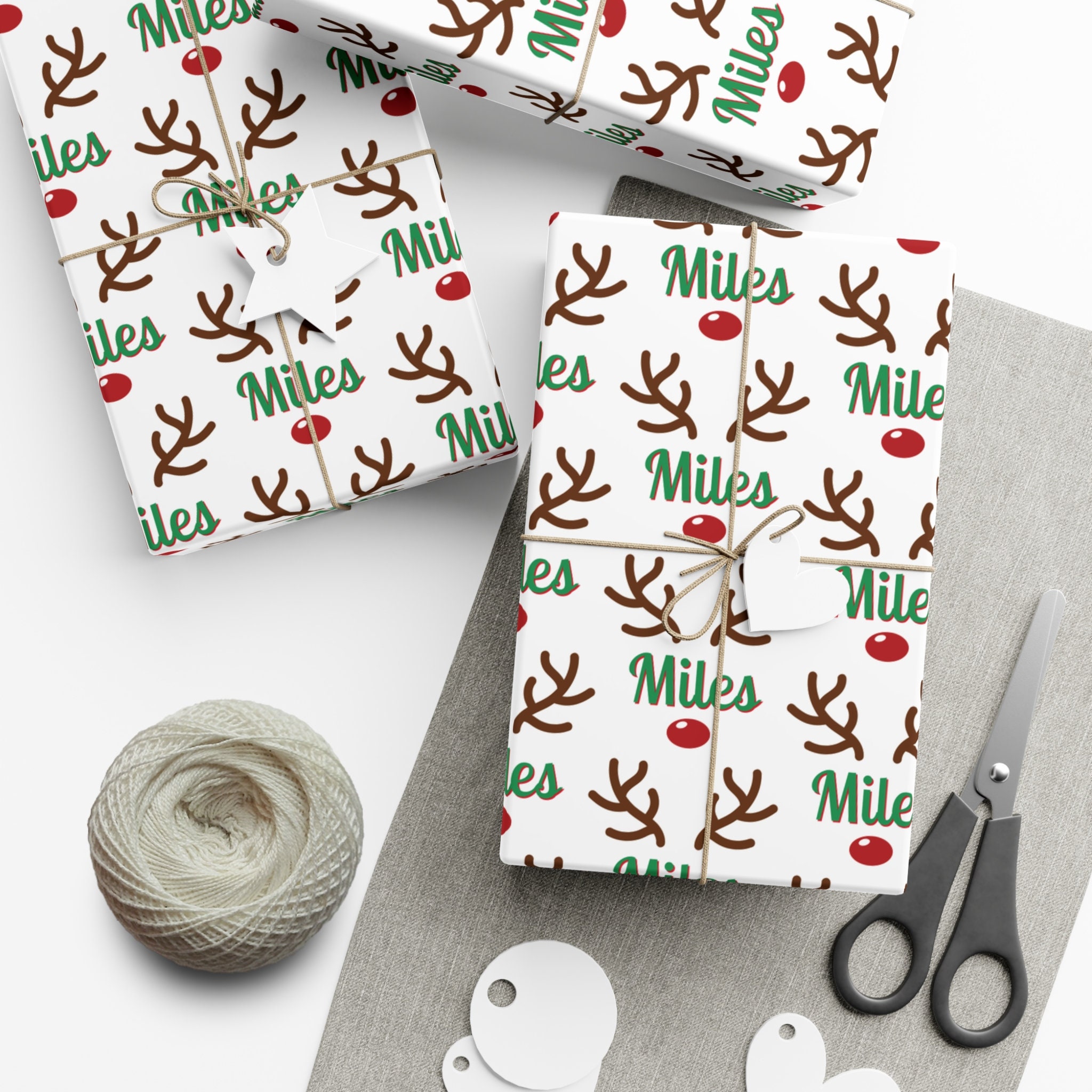 Reindeer Custom Christmas Wrapping Paper, Personalized Christmas