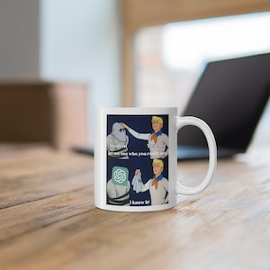 Lehrer vs Schüler AI Mystery weiße Keramik Kaffeetasse - Lustige Chat GPT Meme - Lehrer Geschenkidee - Chat GPT Schulgeschenk - geheimer Weihnachtsmann