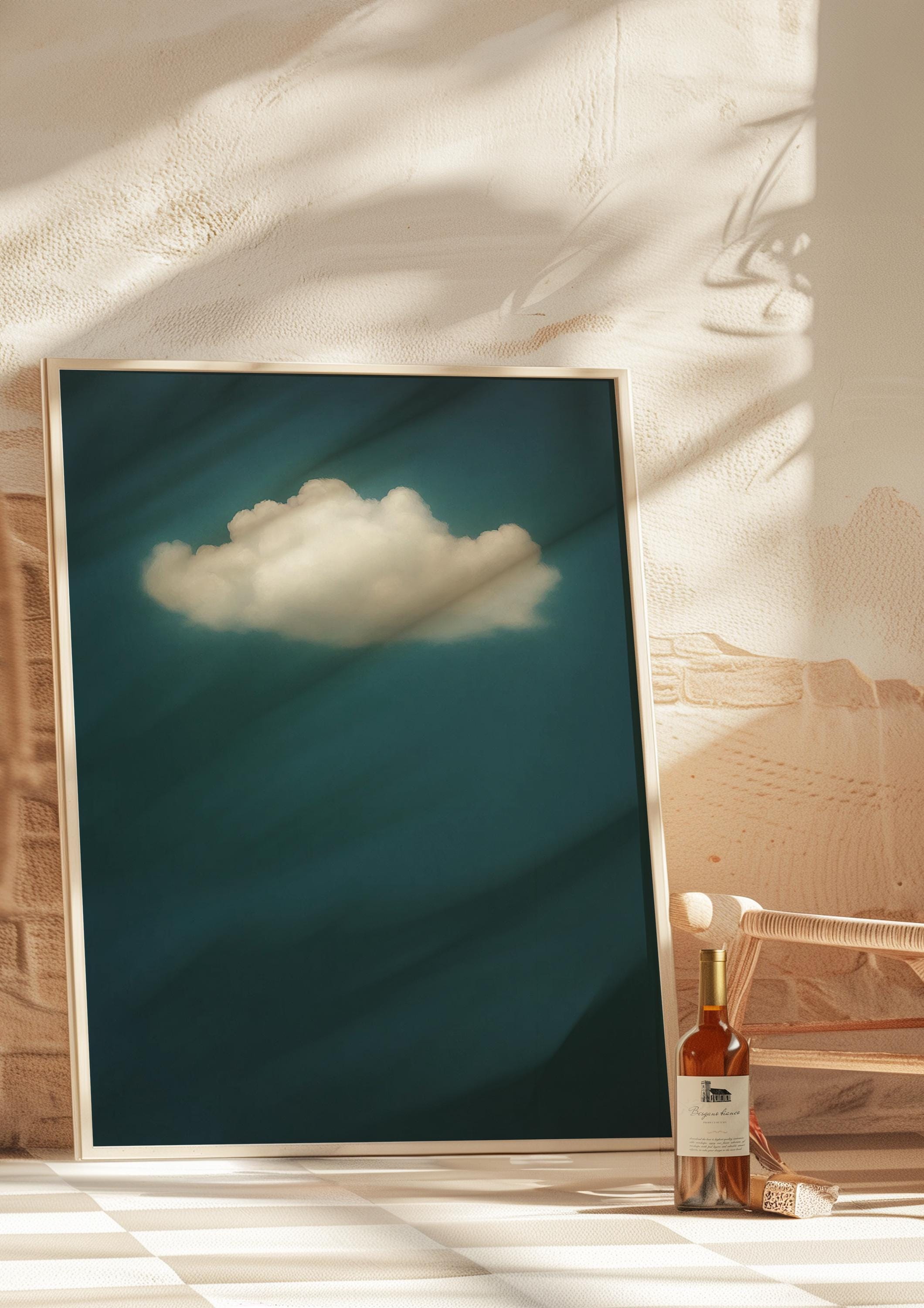 Vintage Cloud Art Print Moody Sky Wall Art Dark Teal Wall Art Decor ...
