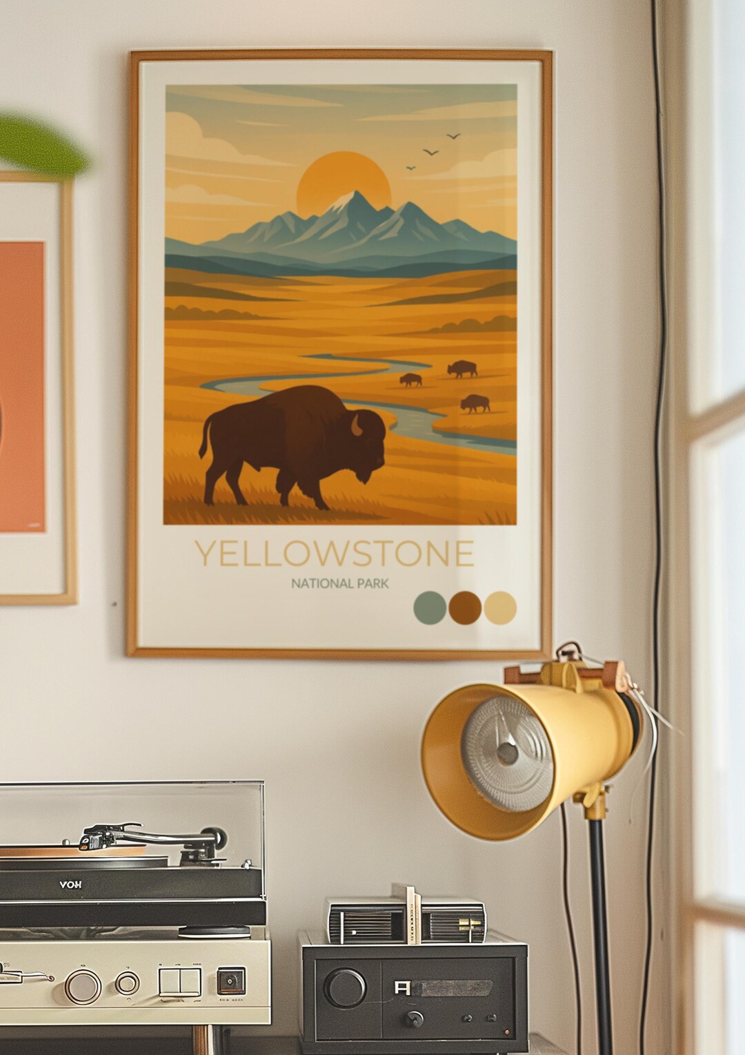 Yellowstone Bison Wall Art Print | Vintage National Park Poster ...