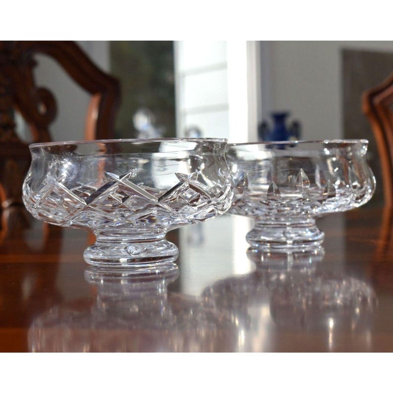 Pair of Waterford Crystal Bowls Carlow and Lismore Patterns 5" 画像 4