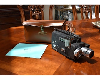 Rare Wittnauer Cine-Twin Zoom 800 8mm Movie Camera 1962 USA w/ Case & Manual