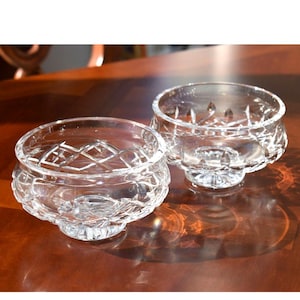 Pair of Waterford Crystal Bowls Carlow and Lismore Patterns 5" 画像 1