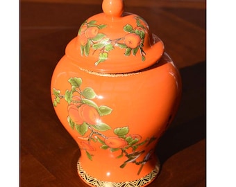 18 cm keramisk ingefärsburkvas - forntida kinesisk stil - orange