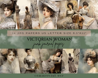 Victorian Woman Junk Journal Pages, Victorian Women Junk Journal Pages, Scrapbook Paper, Victorian Ladies Junk Journal, Victorian Ephemera