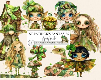 St Patrick Aquarell Clipart, Topf voller Gold Clipart, St Patrick Hut Clipart, Kleeblatt Regenbogen Topf voller Gold, St Patrick Fee, Schlange
