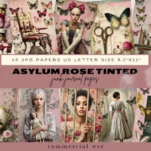 Asylum Rose Junk Journal Pages: Gothic Collage Sheets (Digital Download)