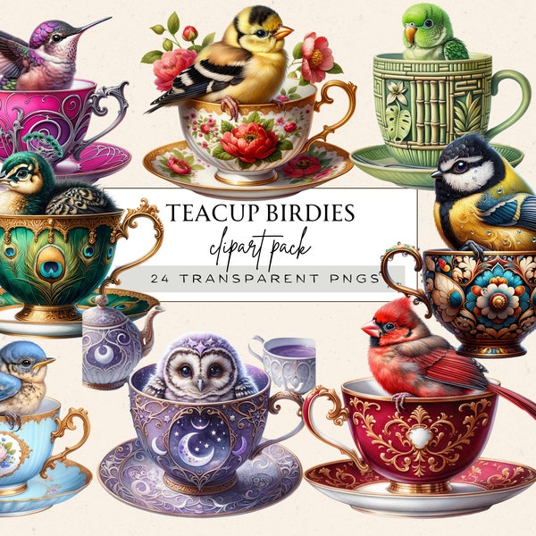 Blue Jays Clipart, Woodpecker Clipart, Tits Bird Png, Bird Gang Png, Animals in a Teacup Clipart, Garden Tea Party Clipart, Finch Clipart