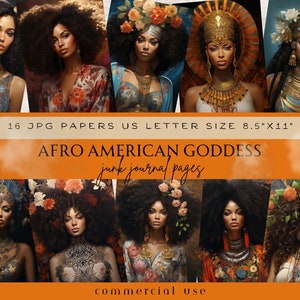 Éphémères pour le journal indésirable d'une femme noire, Images de femme afro-américaine, Pages de journal indésirable pour femme bohème, Boho afro-américain, kit de journal indésirable