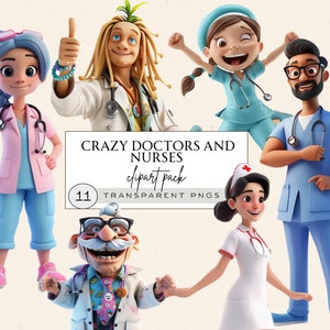 Krankenschwester Clipart, Doktor verrücktes Png, zukünftige Krankenschwester Clipart, Pflegekraft Clipart, Krankenschwester Scrub Clipart, medizinisches Clipart, Aquarell, Hippie Doktor